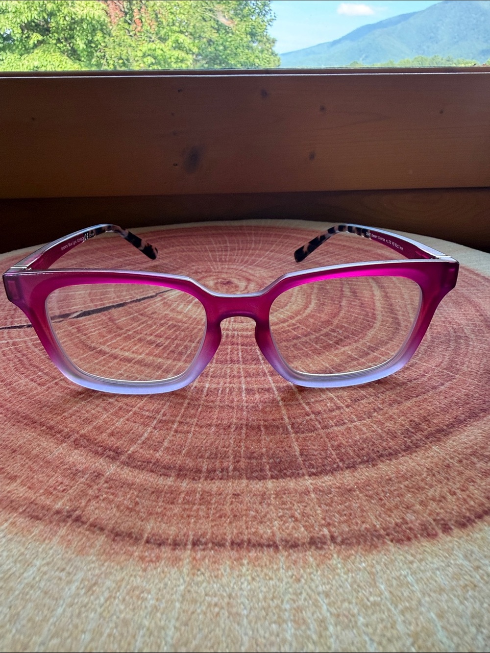 Peepers Ombre Pink Square Frame Glasses 1.75